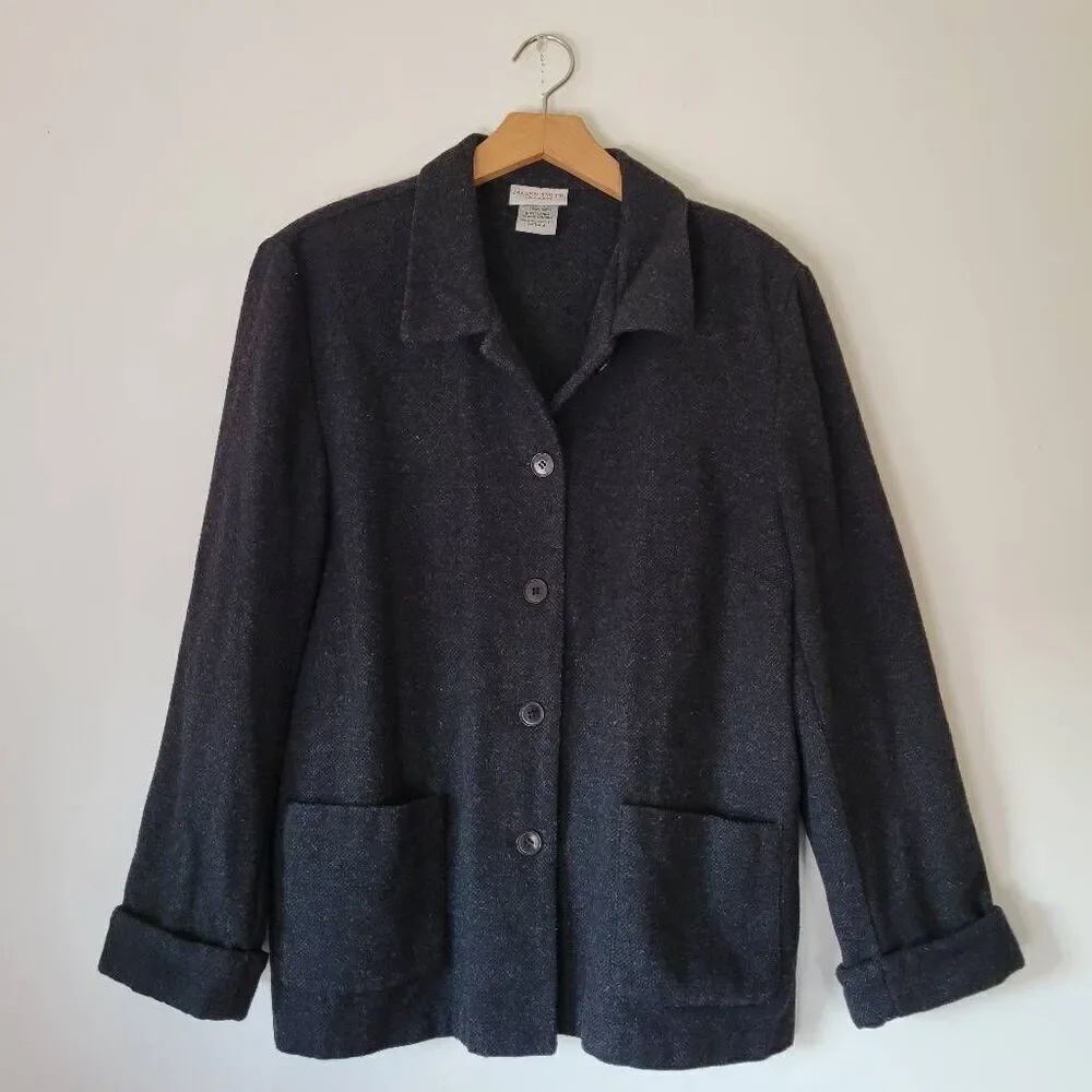 Jaclyn Smith Classic Wool Blend Jacket Coat Women’s Large Charcoal Button Front
